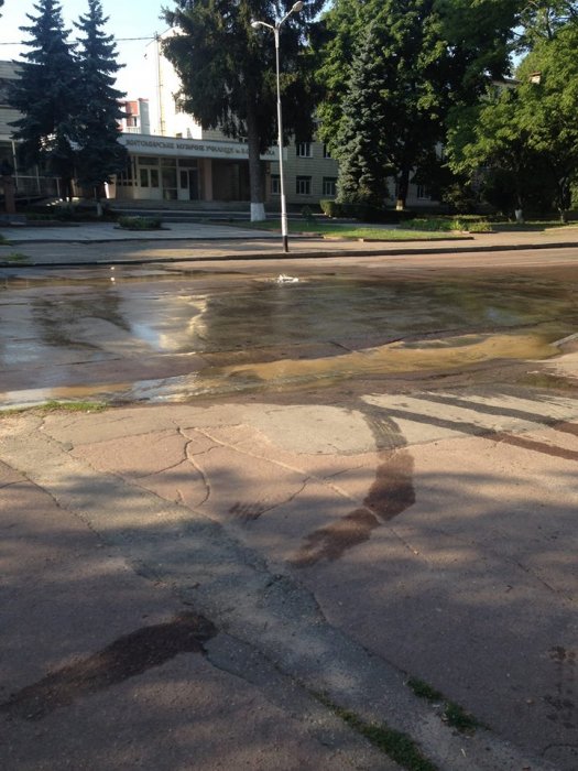 Ранкове завдання для «Житомирводоканалу: на Пушкінській з-під асфальту б’є фонтан