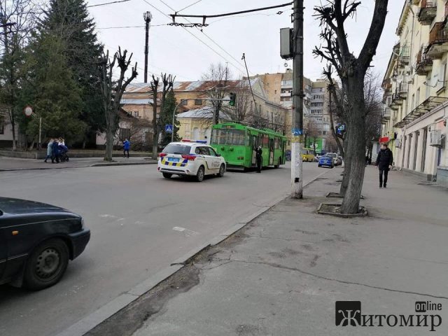 На Великій Бердичівській у Житомирі тролейбус "зачепив" світлофор. ФОТО