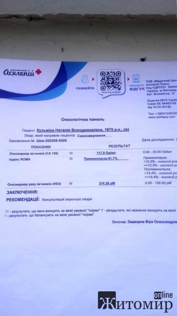 Чоловік просить небайдужих жителів Житомирщини допомогти його дружині