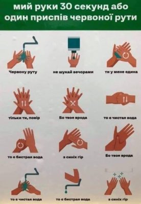 Мий руки 30 секунд або один приспів червоної рути