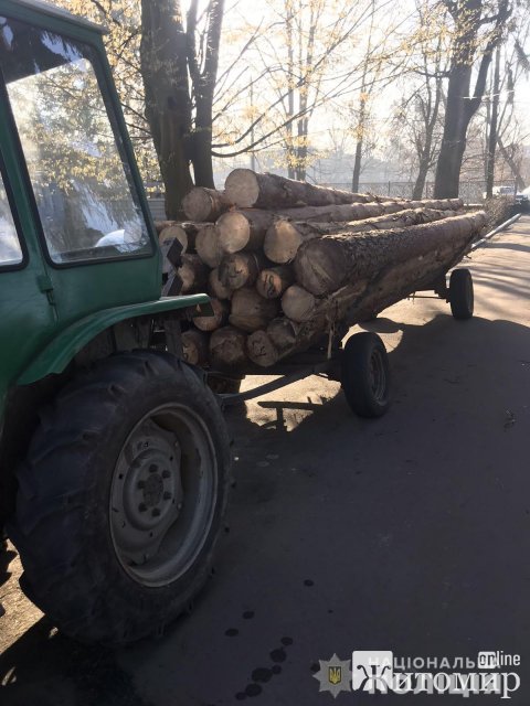 У селі Житомирської області зупинили трактор, який перевозив лісопродукцію: розпочато кримінальне провадження. ФОТО