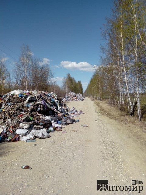 На околиці одного з сіл в Житомирській області виявили чотири "гори" з львівським сміттям. ФОТО