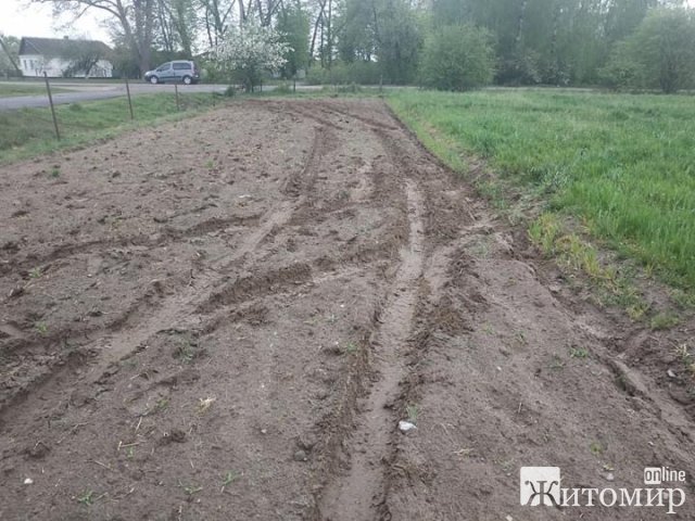  У селі Житомирської області невідома особа на автомобілі "пролетіла" городиною місцевого жителя та наслідила. ФОТО