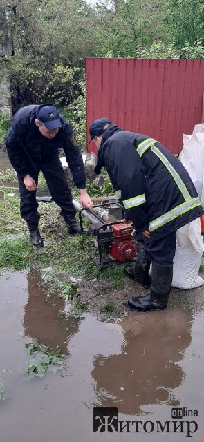 У Бердичеві рятувальники відкачували воду, а в Житомирі прибирали дерево, яке впало на дорогу. ФОТО