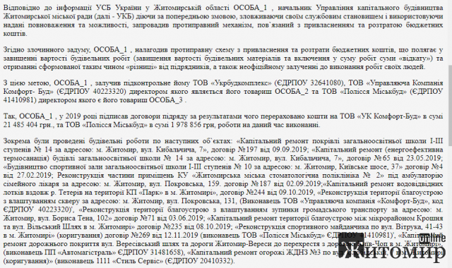 У Житомирі облаштування скверу та ремонт тротуарів на Театральній виконуватиме фірма, що фігурує у справі щодо привласнення бюджетних коштів