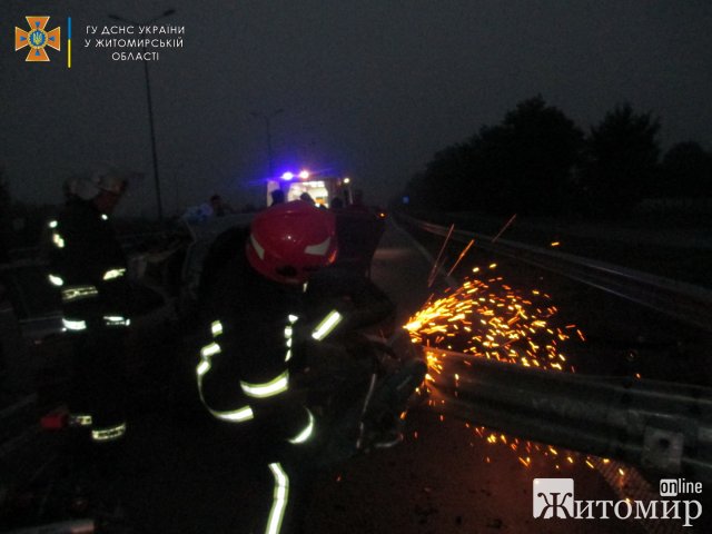У Житомирському районі Mitsubishi злетів до меліоративного каналу, водія госпіталізували. ФОТО