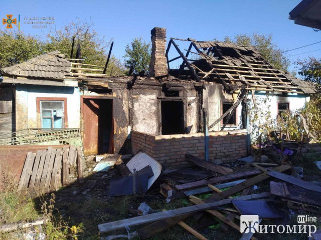 У селі на Житомирщині під час гасіння пожежі 30-річний чоловік отримав опіки. ФОТО