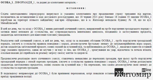 Дебошир з Михайлівської, якого затримували житомиряни, був у розшуку: чоловіка знайшли та взяли під варту