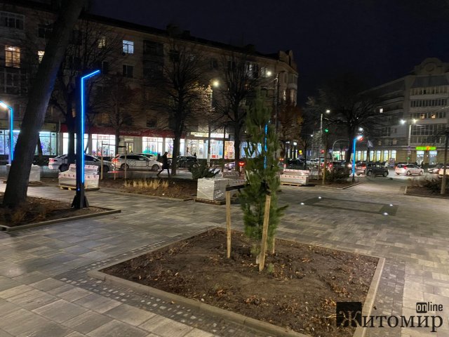 У житомирському сквері на Театральній поставили лавки. ФОТО