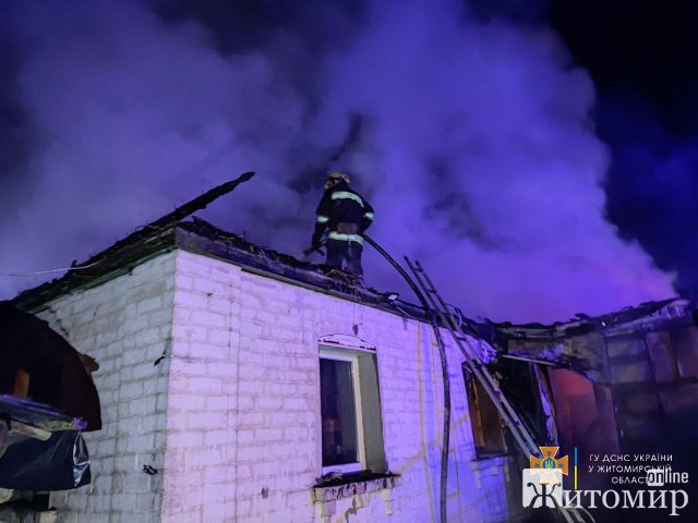 У селі Житомирського району 9 рятувальників гасили пожежу в цегляному будинку: перекривали світло та газ. ФОТО