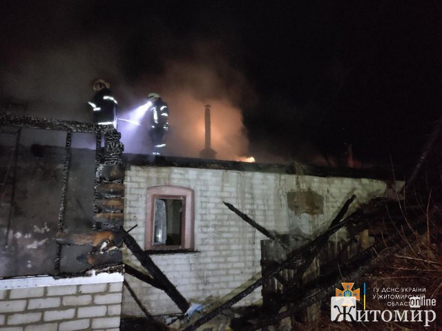 У селі Житомирського району 9 рятувальників гасили пожежу в цегляному будинку: перекривали світло та газ. ФОТО
