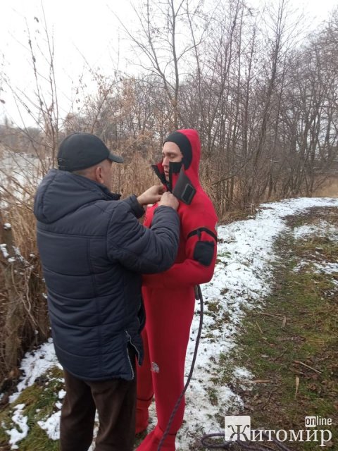 З крижаного полону в Коростені рятувальна служба на воді визволила замерзлого лебедя. ФОТО 