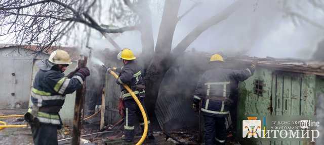 Рятувальники Житомира розповіли, як гасили пожежу у дворі на вулиці Небесної сотні. ФОТО
