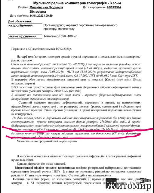 Житомирянці Людмилі Мишківській дуже потрібна фінансова підтримка