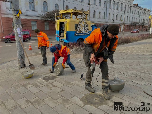 У центрі Житомира замінюють напівсфери. ФОТО
