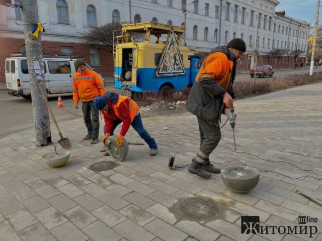 У центрі Житомира замінюють напівсфери. ФОТО
