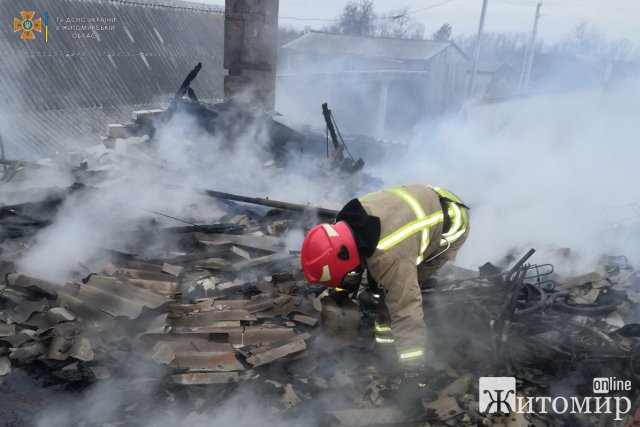 У селі Житомирського району горів будинок: вогонь знищив покрівлю та пошкодив перекриття. ФОТО