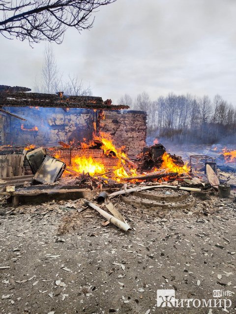 У селі Малинського району рятувальники гасили сухостій та пустуючий будинок. ФОТО