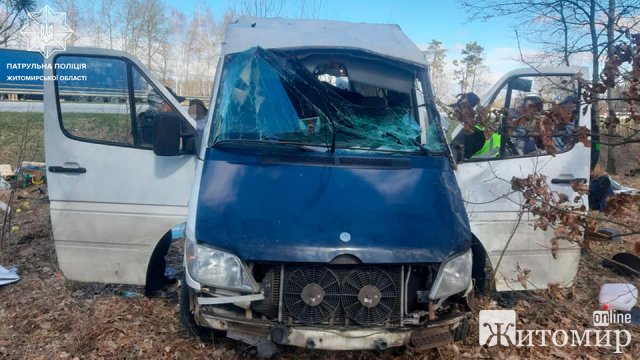 На трасі в Житомирській області бус з’їхав у кювет і тричі перевернувся: травмувалися дві жінки та дитина. ФОТО