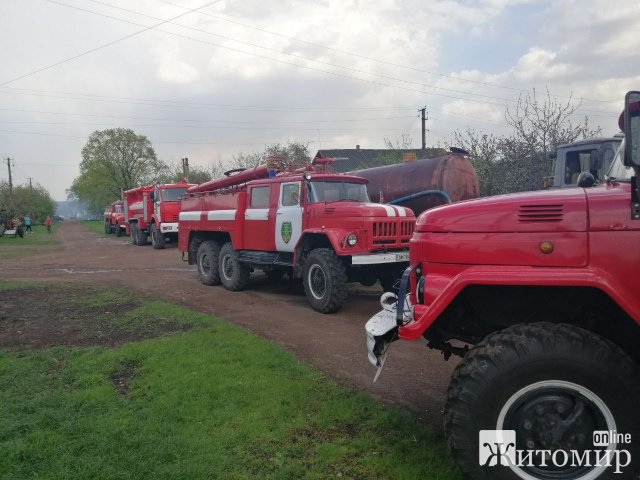 У селі Житомирської області загорілась господарча будівля, вогонь "охопив" ще шість приміщень та житловий будинок. ФОТО
