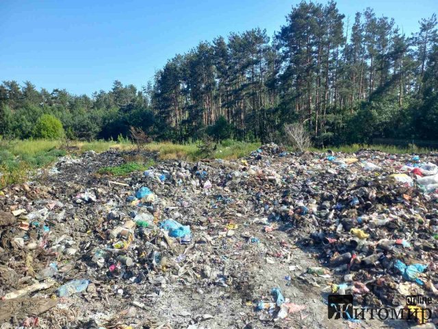 У селі Житомирського району рятувальники 8 годин ліквідовували пожежу на сміттєзвалищі. ФОТО