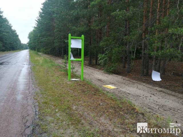 На півночі Житомирщини вздовж автодороги були пошкоджені аншлаги, збитки лісгоспу - 30 тис. грн. ФОТО