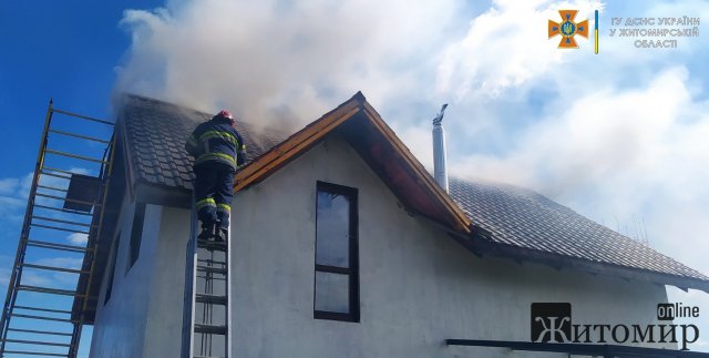 На Мальованці в Житомирі горів дах двоповерхового будинку. ФОТО