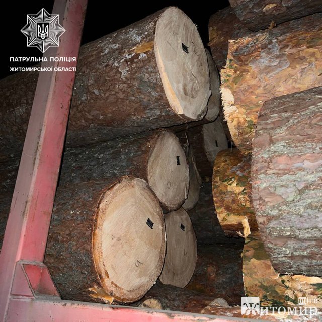 У Коростенському районі патрульні зупиняли вантажівки, водії яких перевозили лісопродукцію без відповідних документів. ФОТО