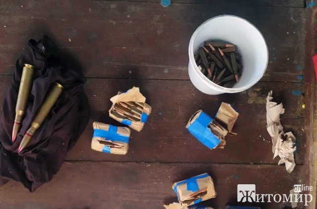 У селищі на Житомирщині поліцейські виявили у 35-річного чоловіка майже 600 набоїв різного калібру та кілька снарядів. ФОТО