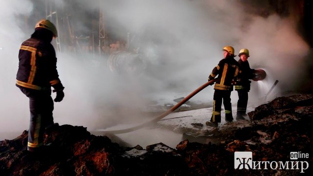 Як рятувальники Житомирської області гасили пожежі на місці потрапляння ракет. ФОТО