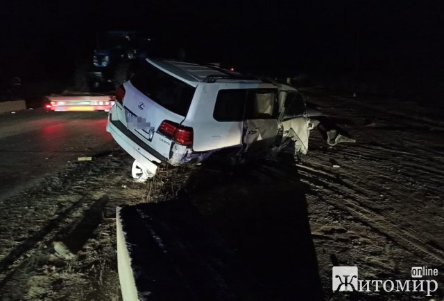 Біля Житомира Lexus в’їхав у бетонну плиту: травмовані 4 людини, серед яких дитина. ФОТО