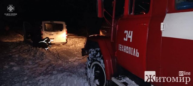 Через негоду у Житомирській області рятувальники витягували автівки з узбіч та прибирали повалені дерева. ФОТО