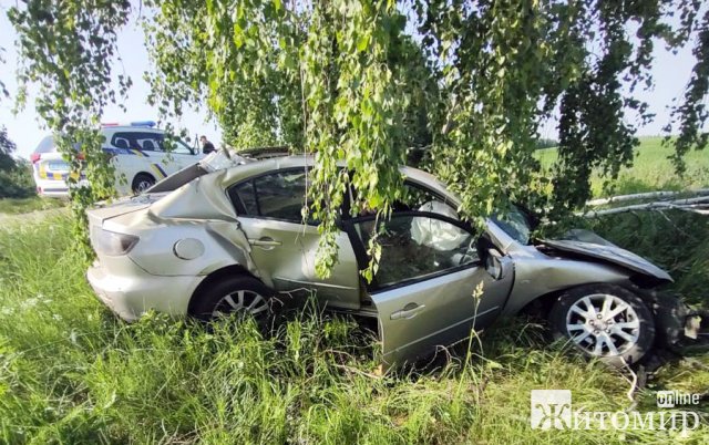 На Житомирщині Nissan та MAZDA врізались у дерева: загинули дві людини. ФОТО