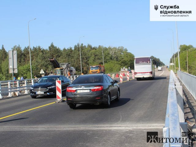 На трасі в Житомирській області відкрили рух правим проїздом мосту через річку Дубовець, який був пошкоджений у 2022-му. ФОТО