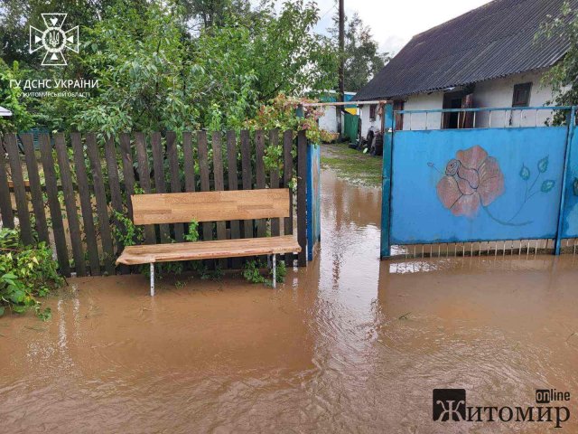 Через рясний дощ рятувальники відкачували воду в декількох домогосподарствах в селі на Овруччині. ФОТО