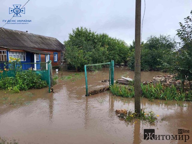 Через рясний дощ рятувальники відкачували воду в декількох домогосподарствах в селі на Овруччині. ФОТО