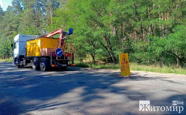 На шести ділянках доріг в Житомирській області шляховики латають ями. ФОТО