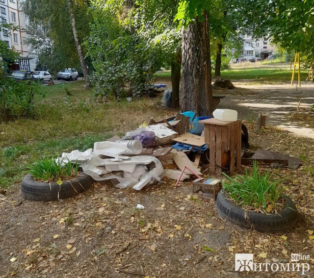 Як у Житомирі на Космонавтів управляюча компанія прибирає територію