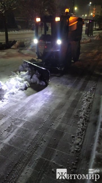 У Житомирі вночі спецтехніка посипала мости, чистила дороги та тротуари. ФОТО