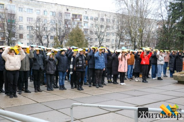 У Житомирі учні двох ліцеїв об'єдналися спільним флешмобом у День єднання. ФОТО