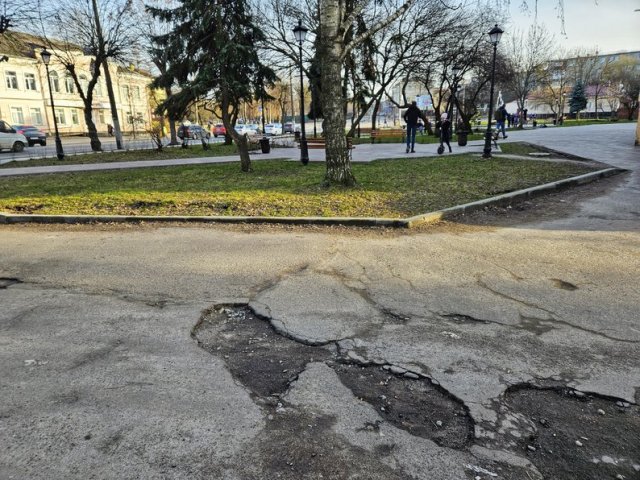Сквер у центрі Житомира, відремонтований минулого року за 5,4 млн грн. ФОТО