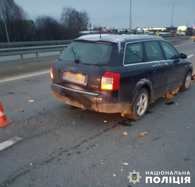 На трасі у Звягельському районі водійка Audi здійснила наїзд на чоловіка з велосипедом у руках. ФОТО