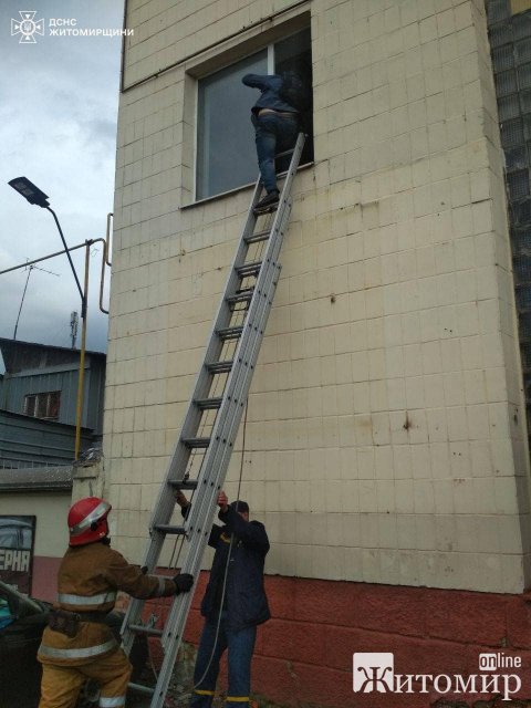 У Житомирі сталася пожежа на території приватного підприємства: один з робітників рятувався через вікно