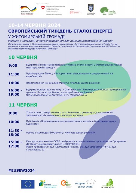 У Житомирі під час Європейського тижня сталої енергії презентують дослідження про стан довкілля громади