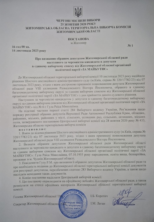 Вимоги ексдепутата Житомирської обласної ради Віктора Развадовського були задоволені судом, який визнав бездіяльність Житомирської обласної ради Вимоги ексдепутата Житомирської обласної ради Віктора Развадовського були задоволені судом, який визнав бездіяльність Житомирської обласної ради