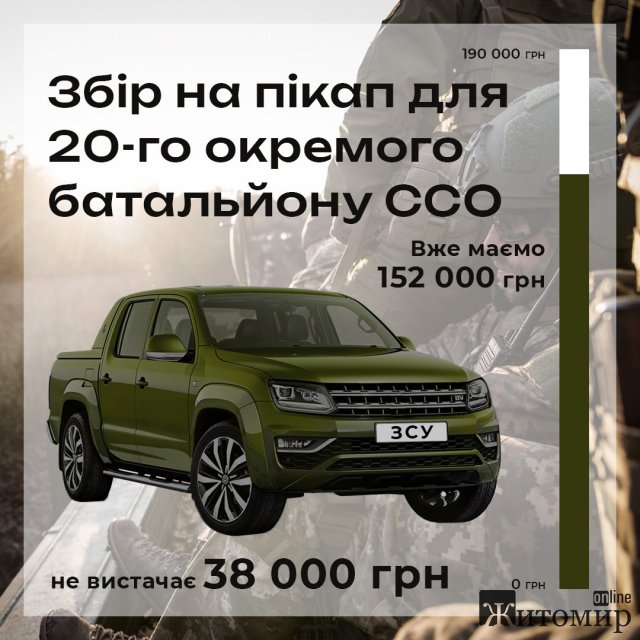 Житомирян просять долучитися до збору коштів на авто для військових