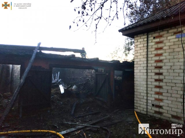 У селі на Житомирщині горіла суха трава, вогонь перекинувся на прилеглі будівлі. ФОТО