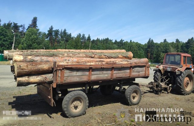На Малинщині зупинили трактор з сосновими колодами без супровідних документів. ФОТО На Малинщині зупинили трактор з сосновими колодами без супровідних документів. ФОТО