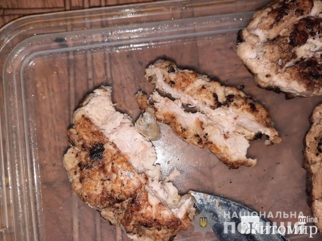 У райцентрі Житомирської області 20-річна дівчина спробувала передати ув’язненому співмешканцю наркотики в котлетах. ФОТО