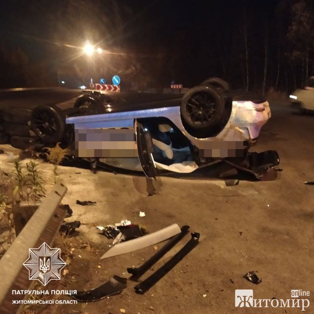 Поблизу Житомира перекинулась Tesla. ФОТО